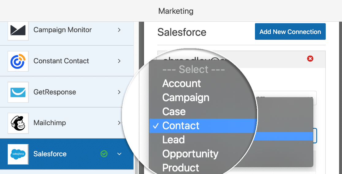 Create Salesforce object in WPForms