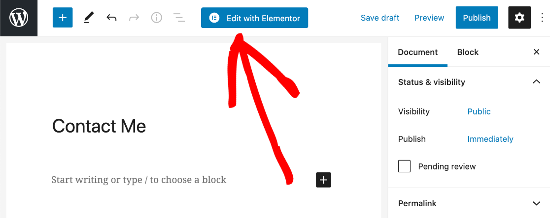 Edit contact page with Elementor