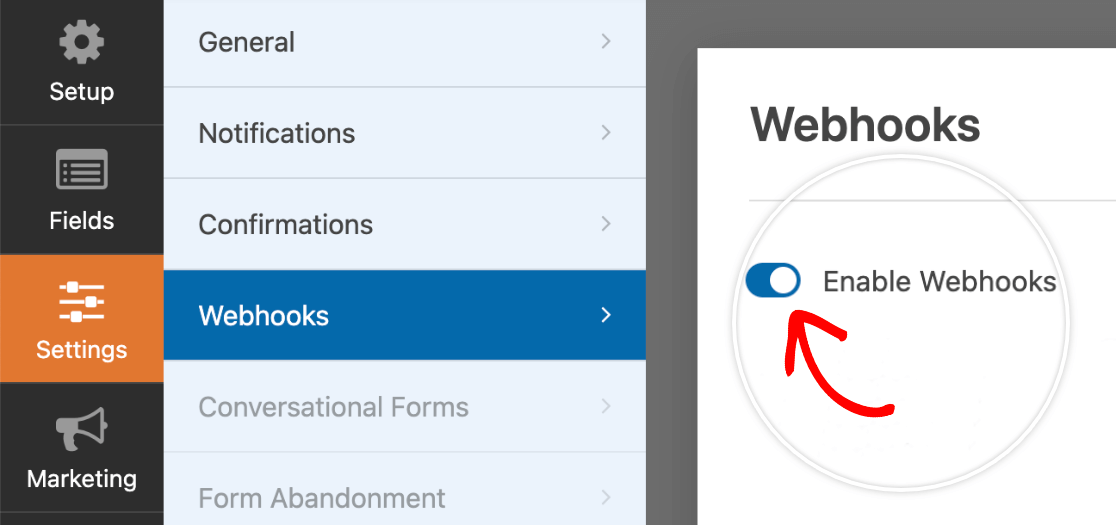 Enabling webhooks for a form