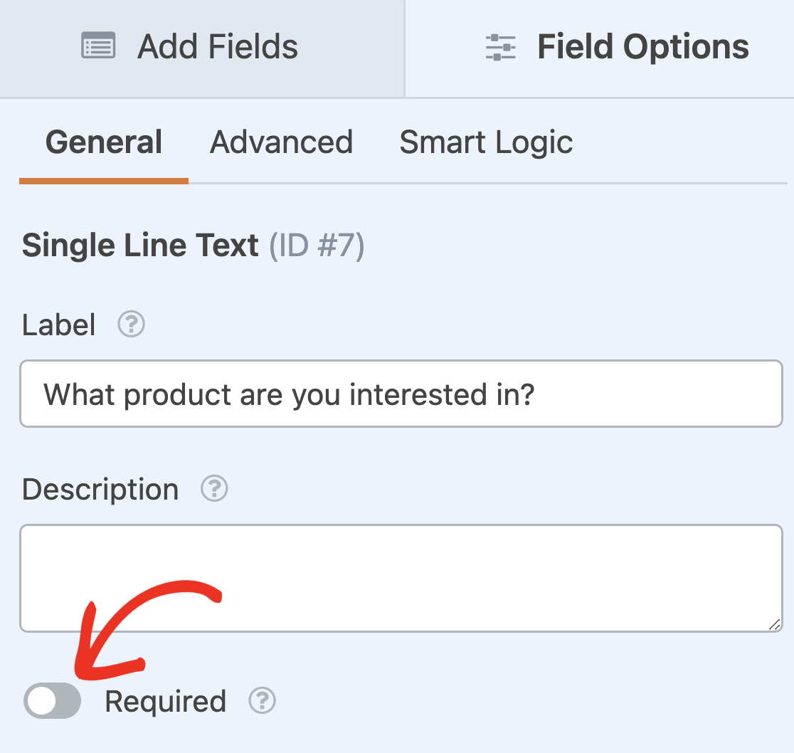 Turning off the Required option for a field