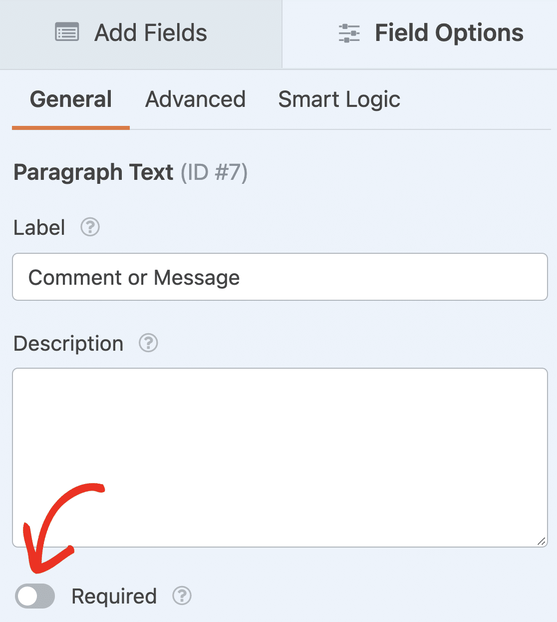 Turning off the Required option for a field