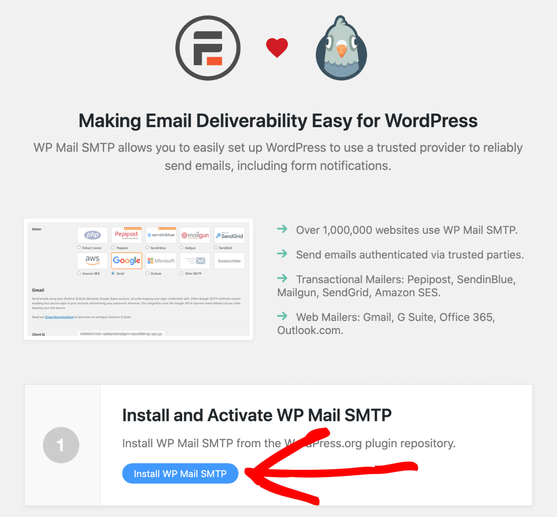 Install WP Mail SMTP to fix Formidable Forms not sending email