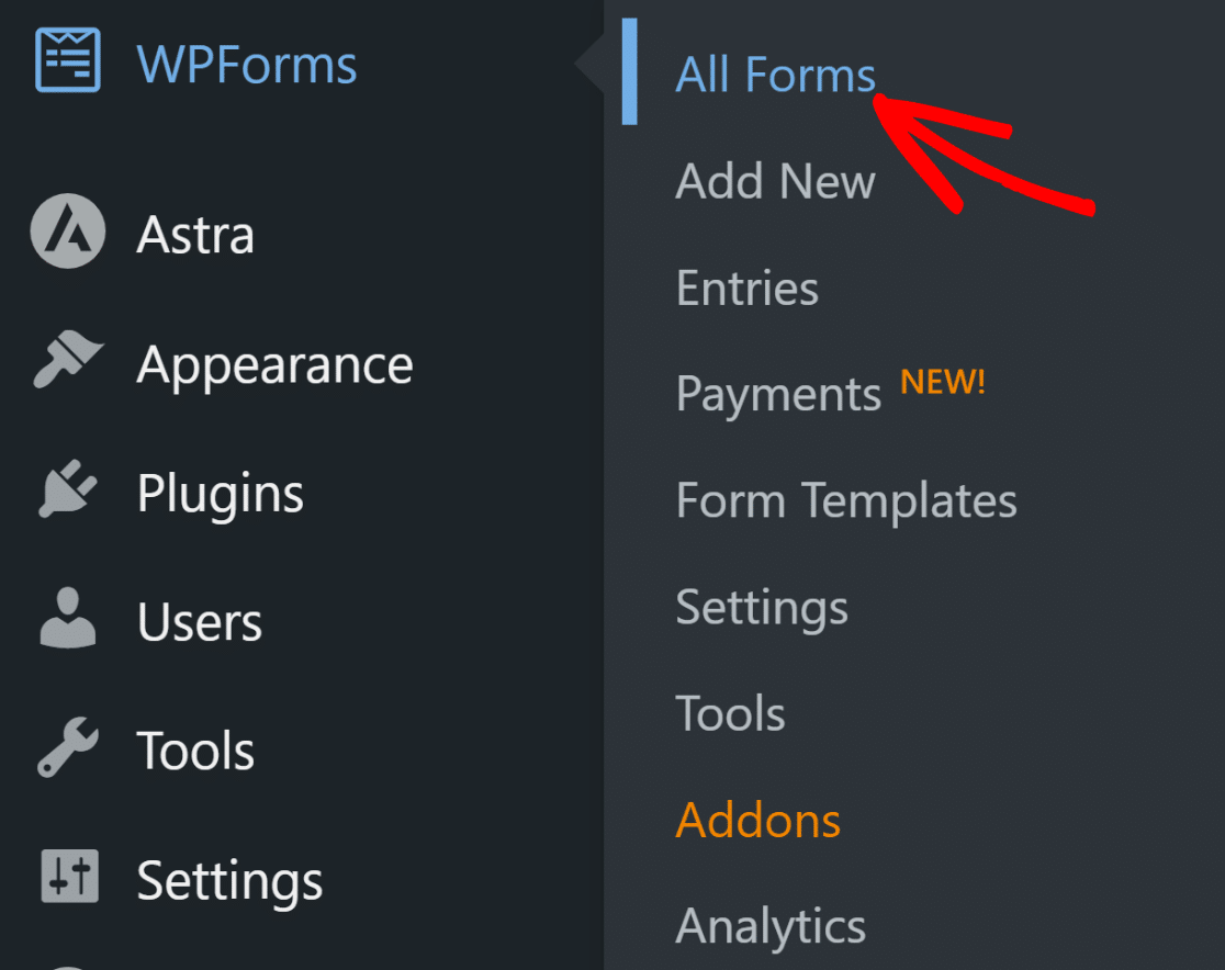 Forms Overview Menu