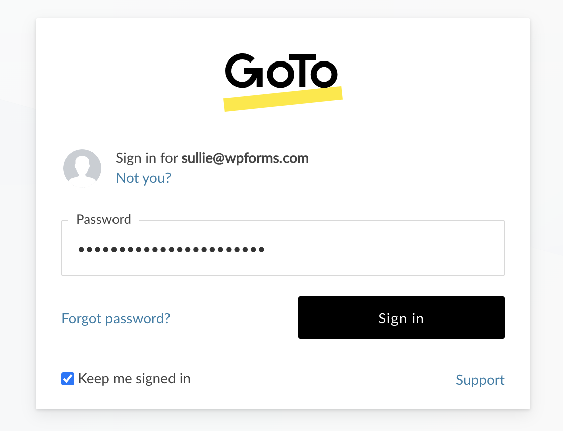 Signing in to GoToWebinar via Zapier