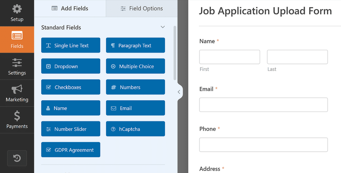 Job Application Form Template loaded
