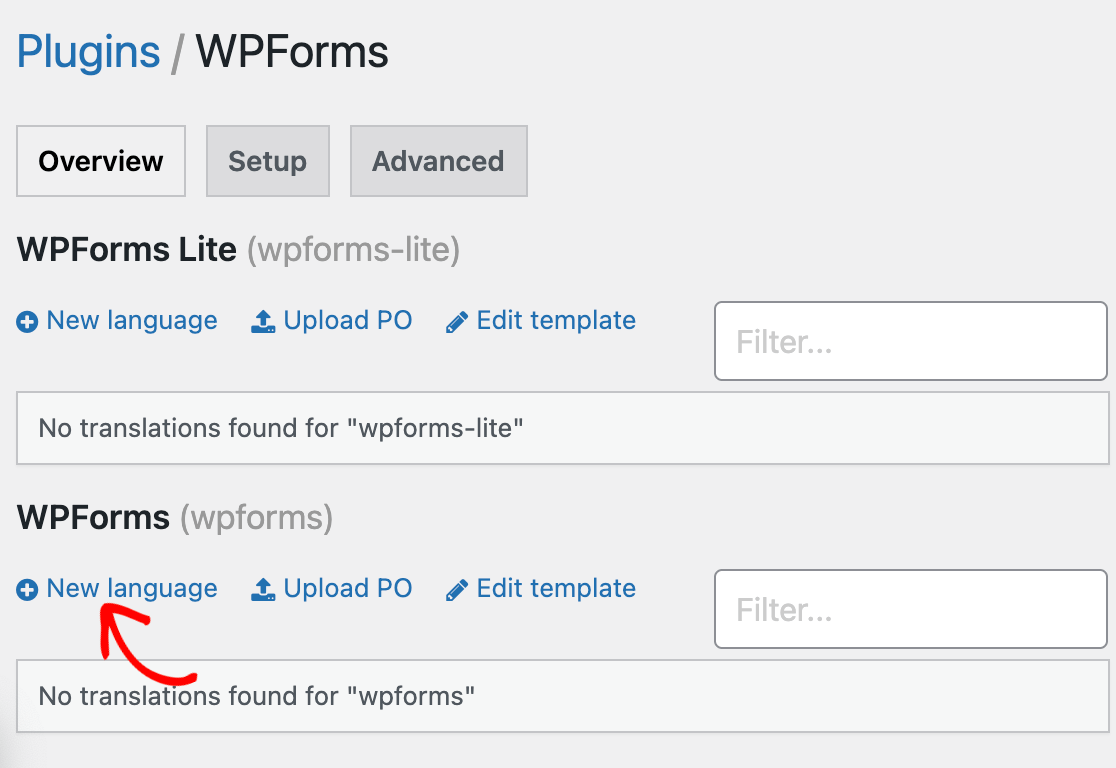 Adding a new language to WPForms in Loco Translate