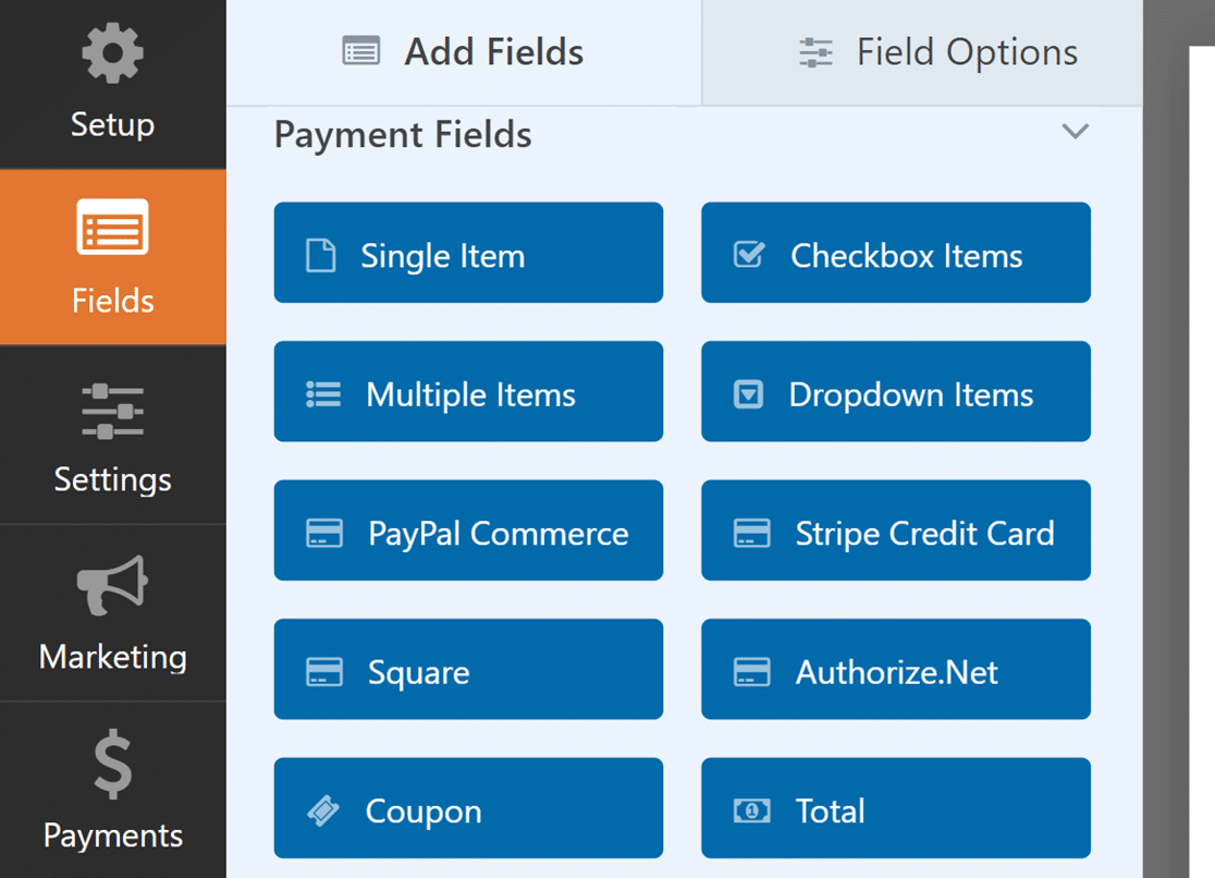 The WPForms Payment Fields