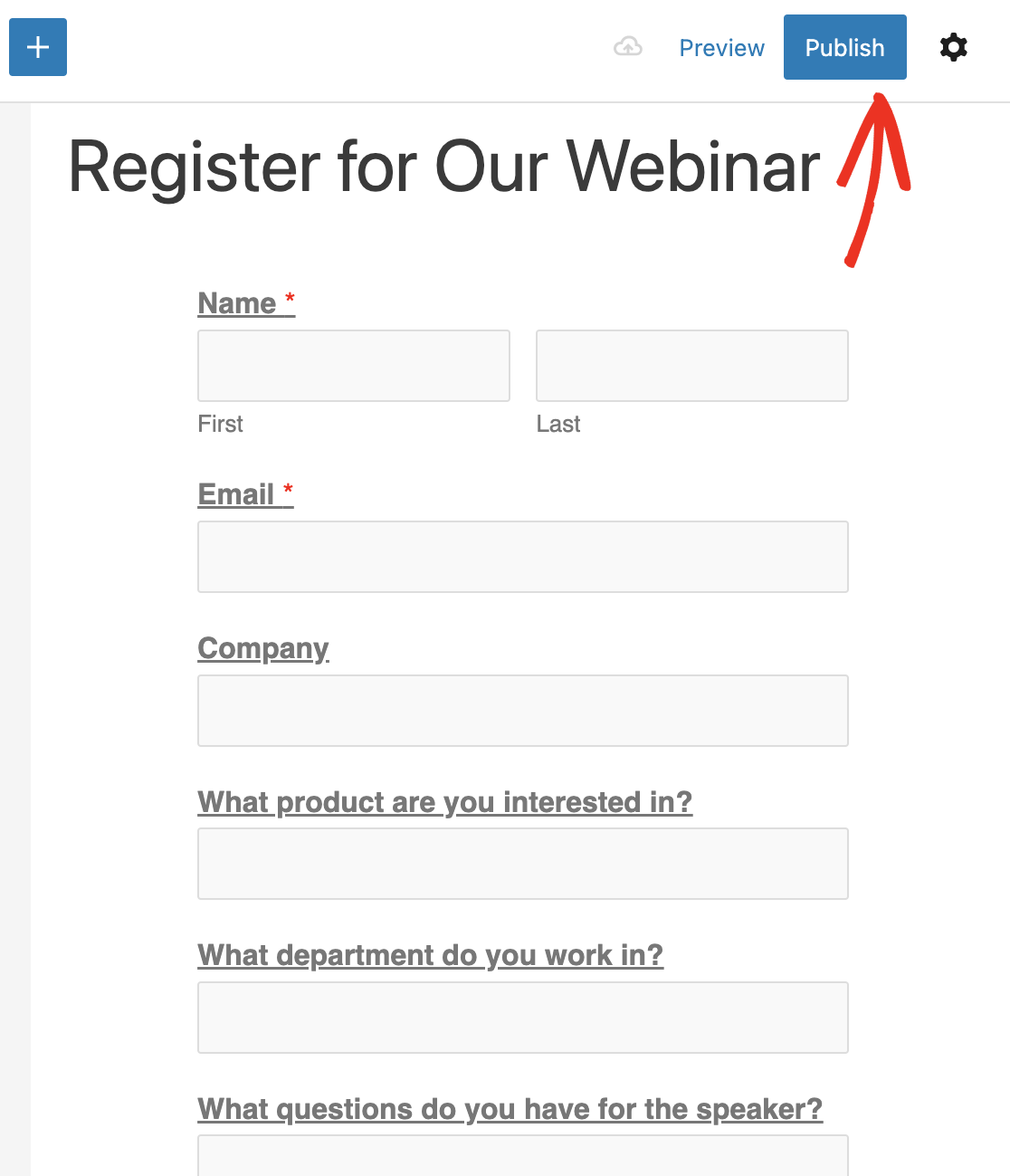 Publishing your webinar registration form