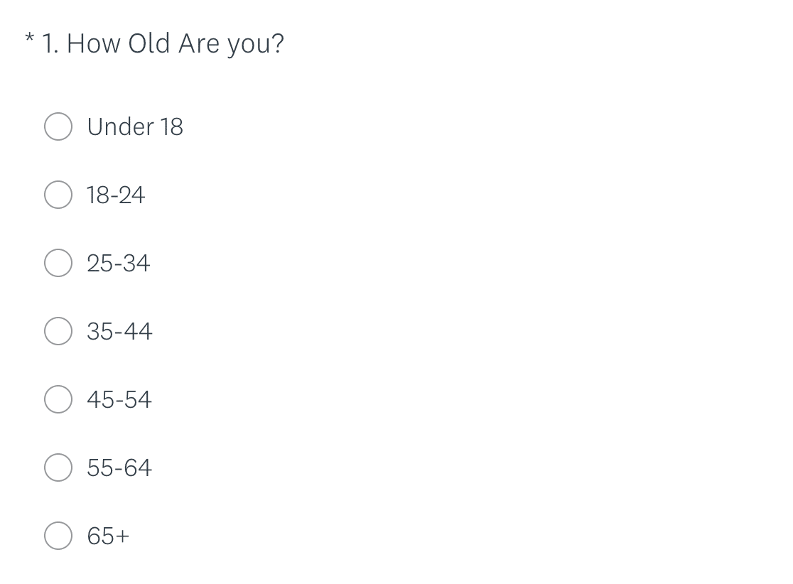 Questionnaire example to record age