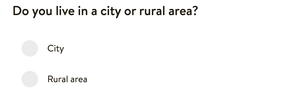 Questionnaire example: closed question