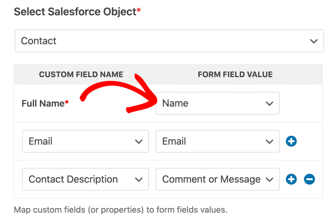 Salesforce field mapping in WPForms