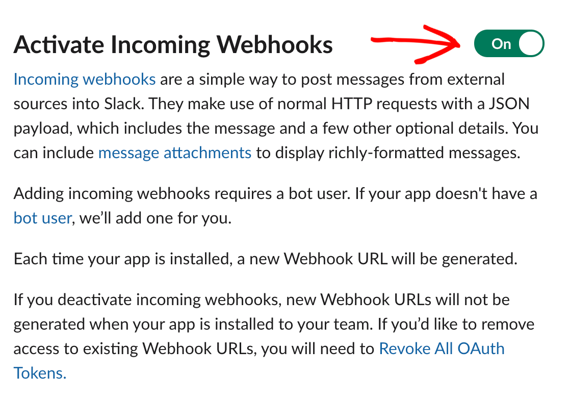 Activating incoming webhooks in Slack