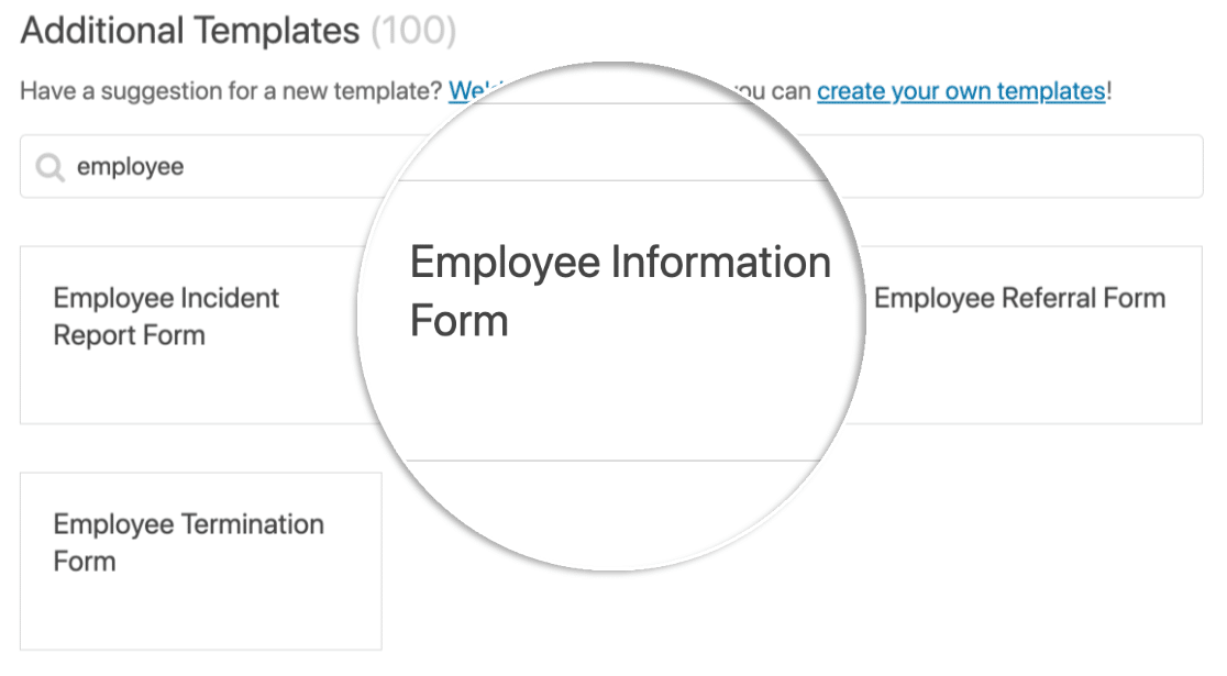 Choose the Employee Information Form template