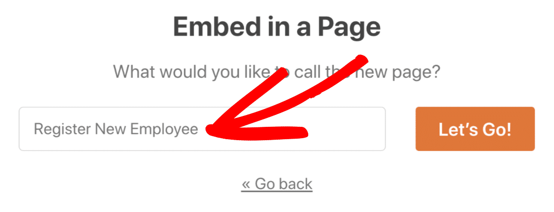 Type in page name