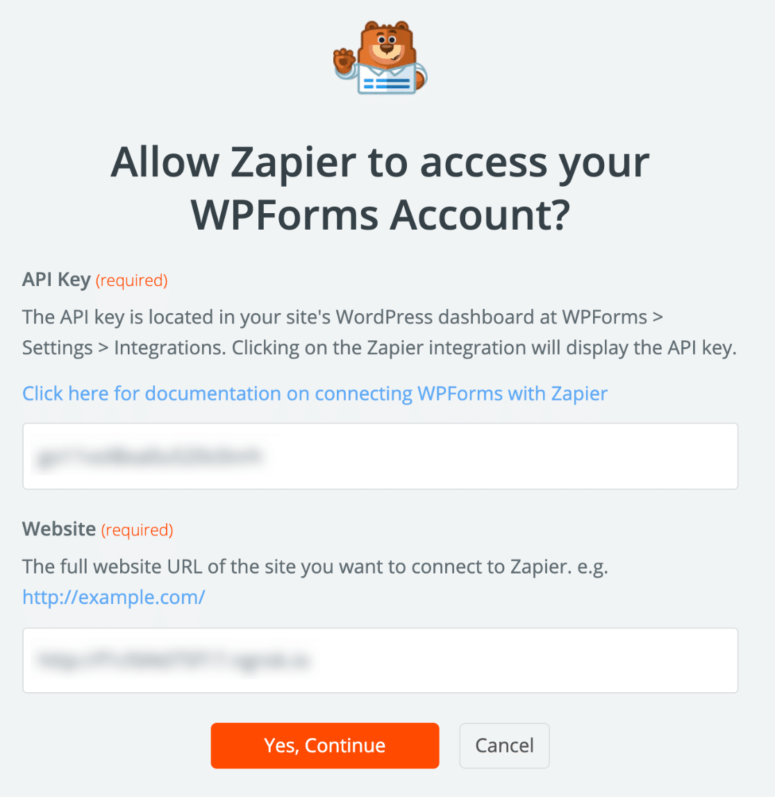 Zapier connection to WPForms