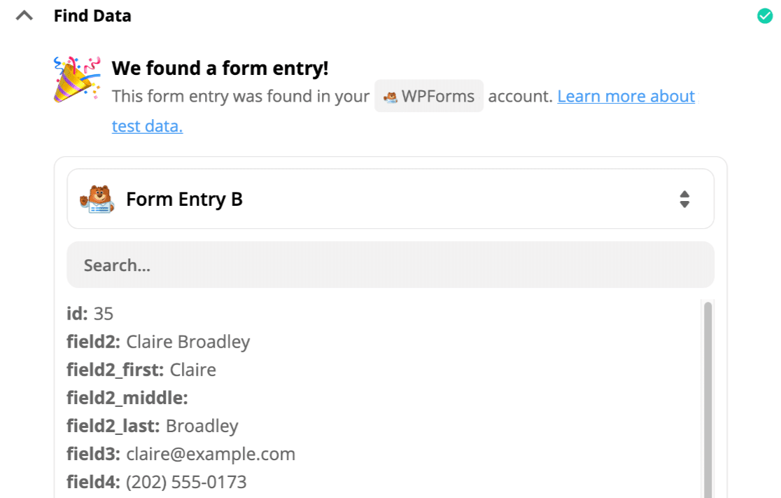 Form entry for Slack auto invite zap