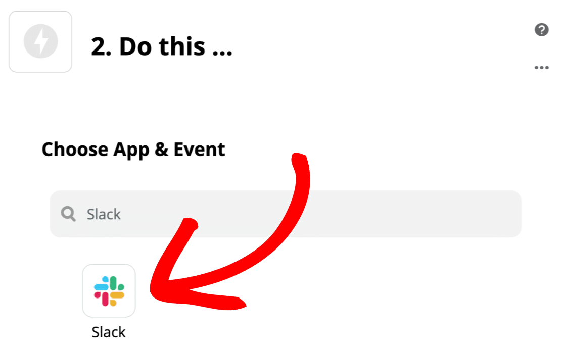 Select Slack action in Zapier