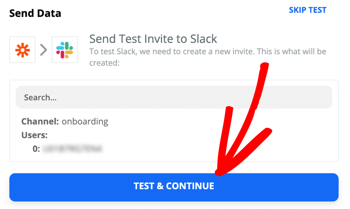 Test final step in Slack auto invite zap