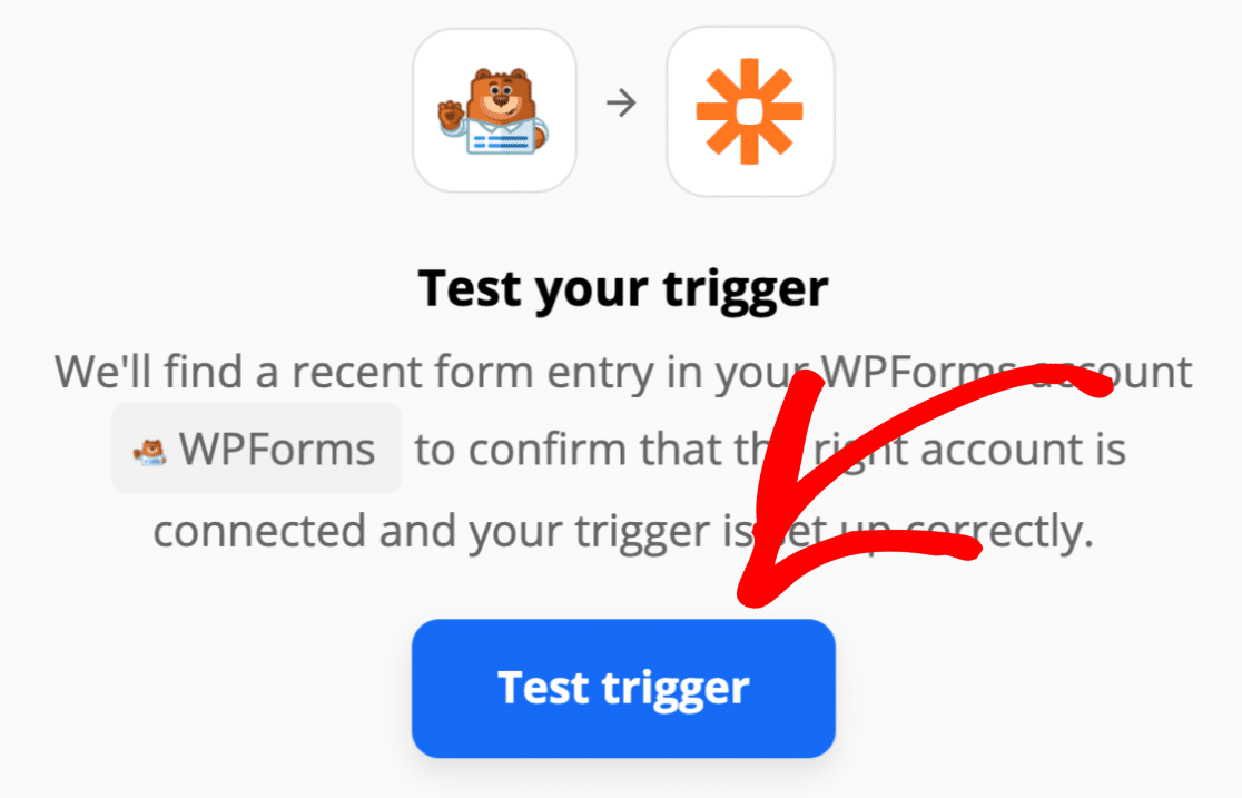 Test WPForms trigger in Zapier