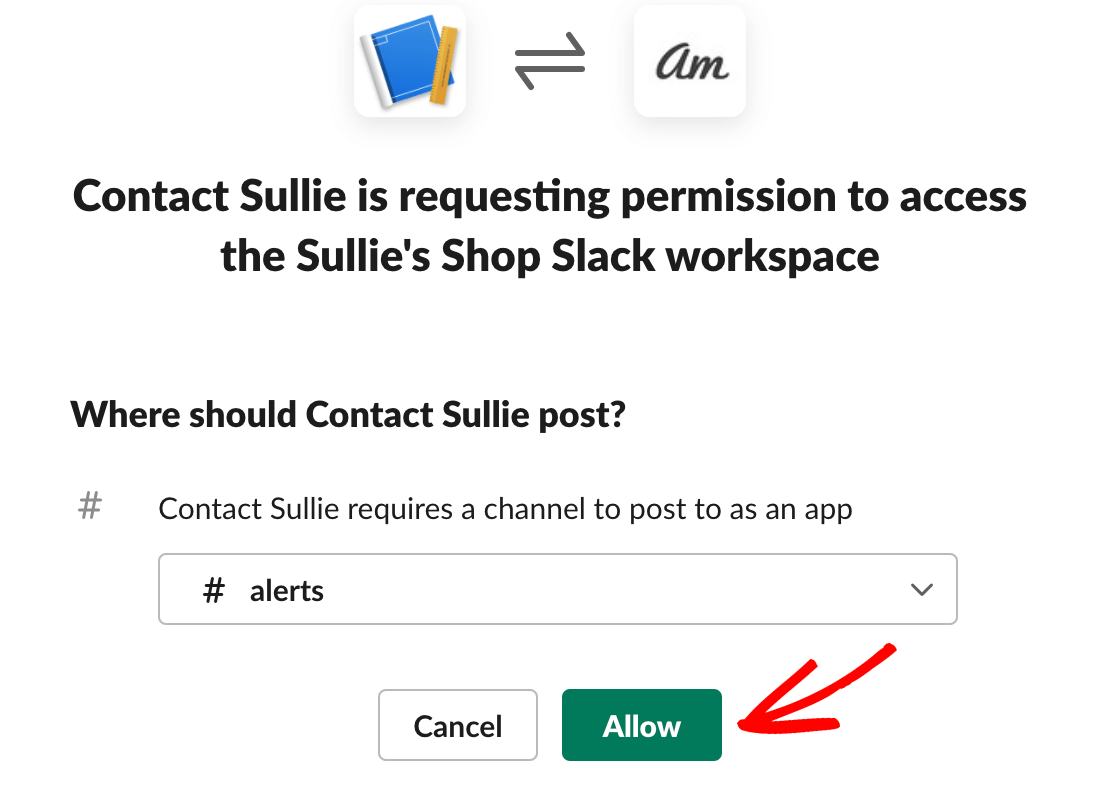 Choosing a Slack channel to connect your webhook to