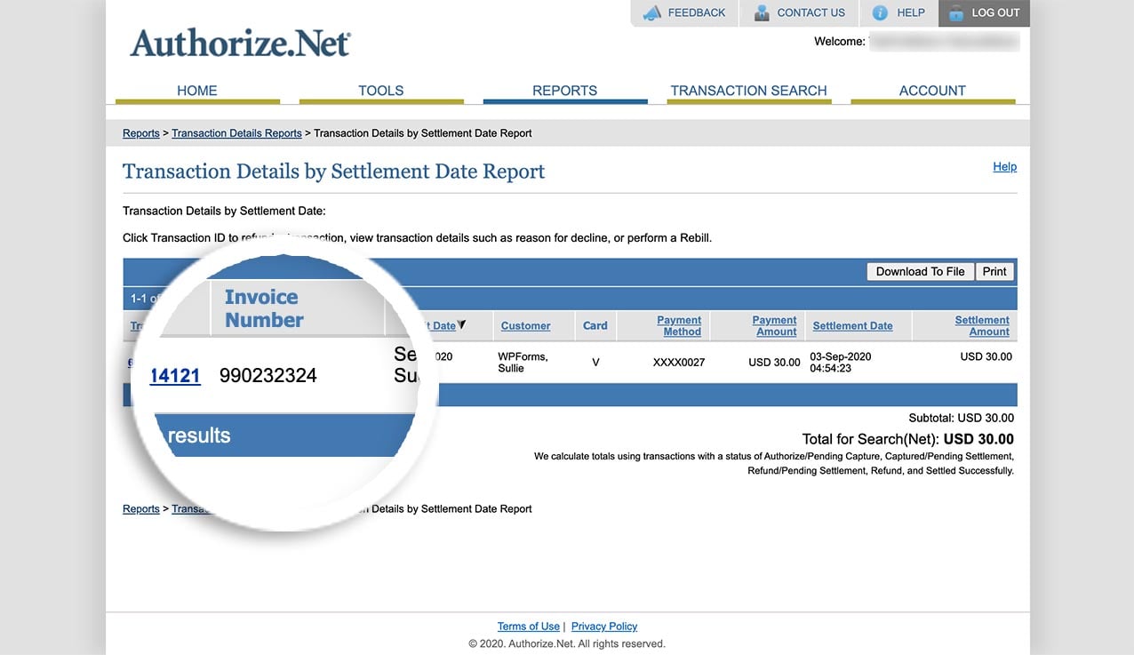 How to Send an Invoice Number Through to Authorize.net Payments