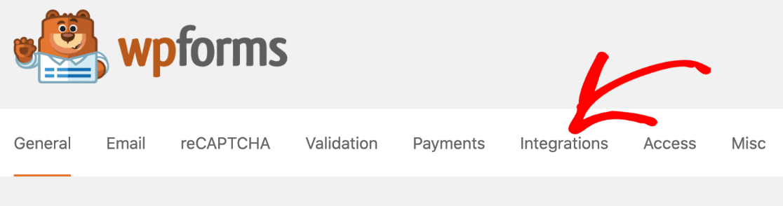 WPForms Integrations menu item