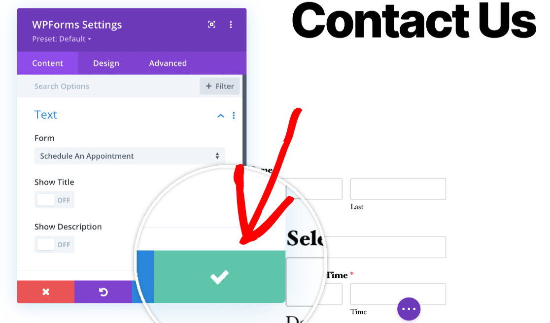 Save contact form in Divi