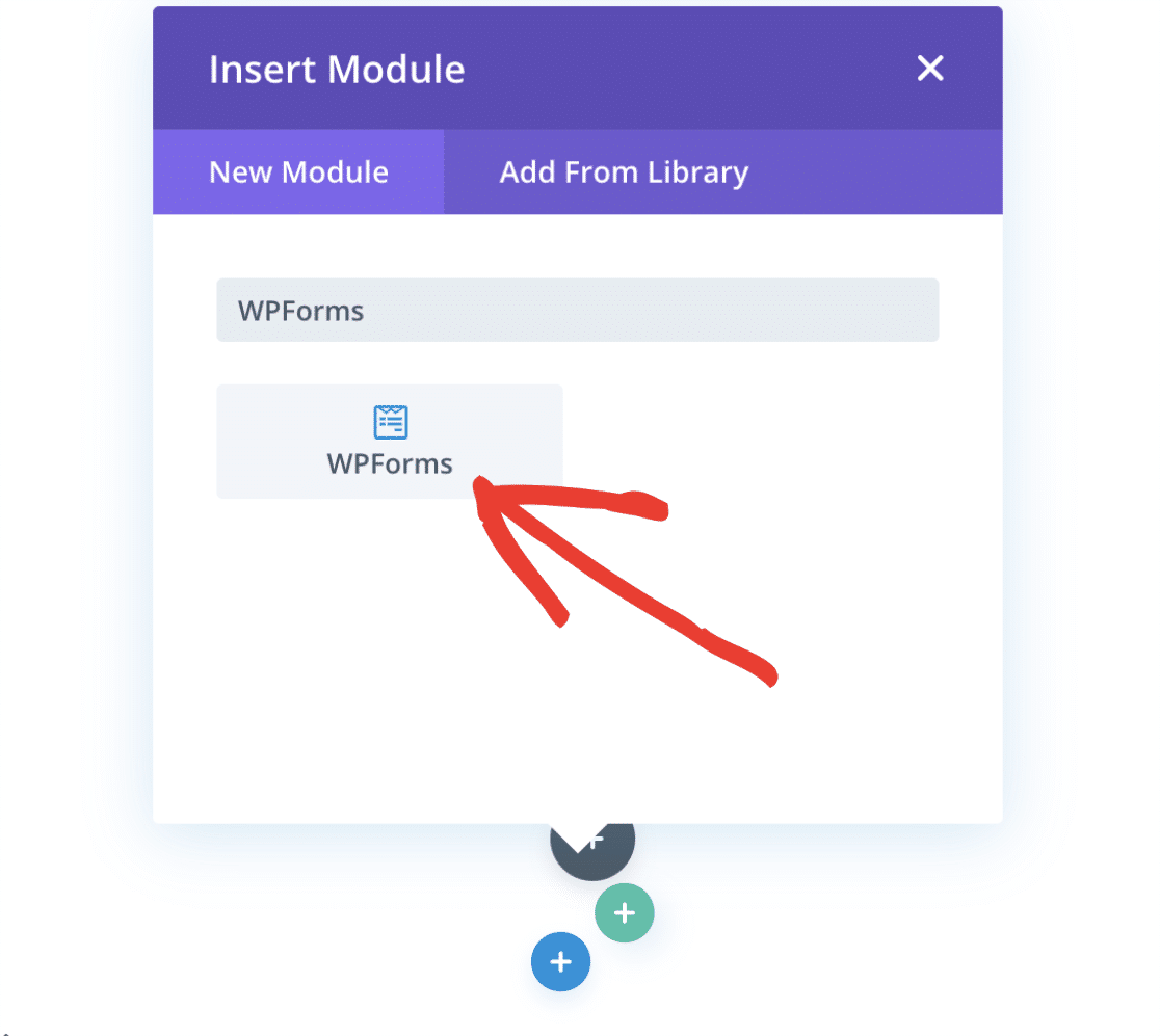 pick wpforms module for divi page contact form