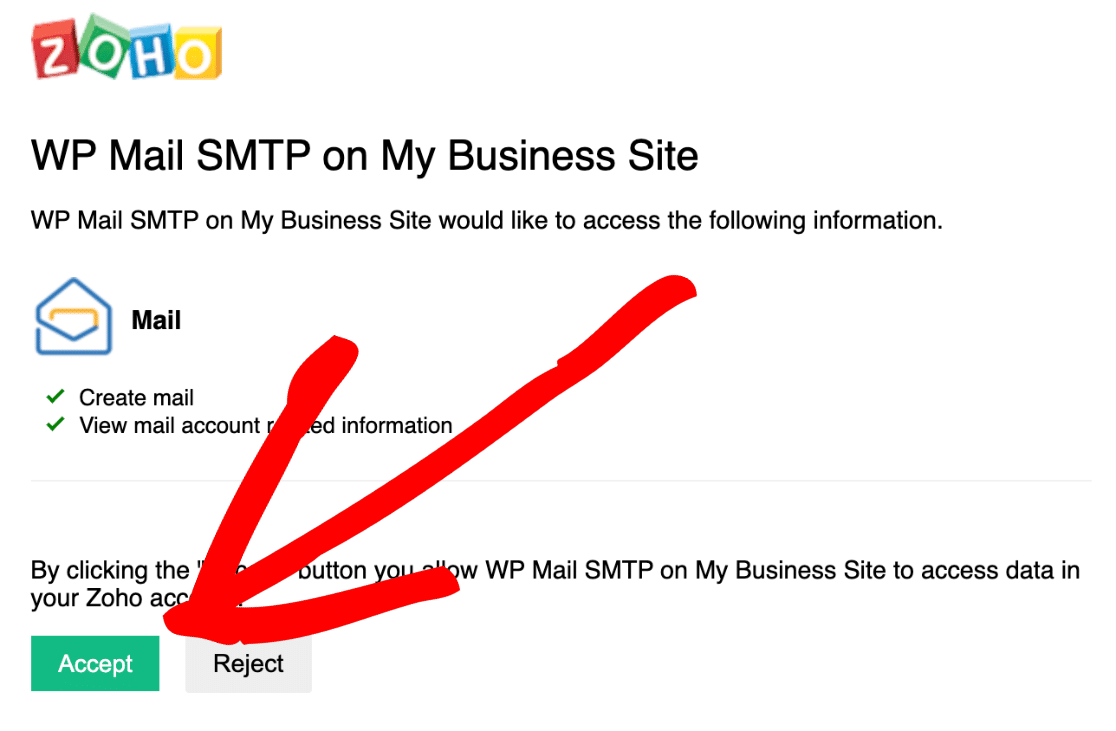 Accept SMTP Zoho connection in WordPress