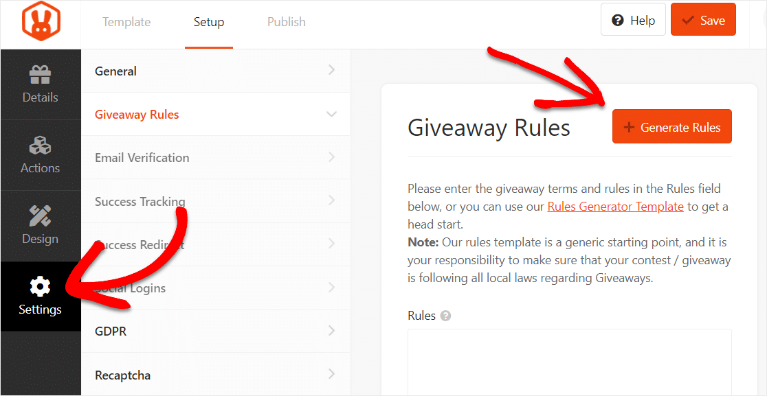 add wordpress contest rules