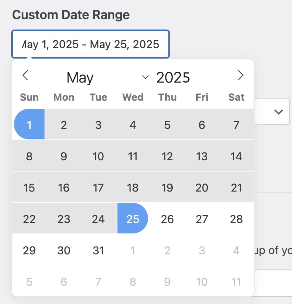 custom range export
