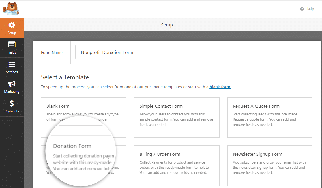 donation form template