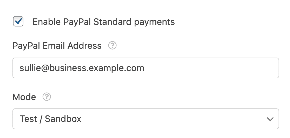 Putting a form in Test/Sandbox Mode for PayPal payments