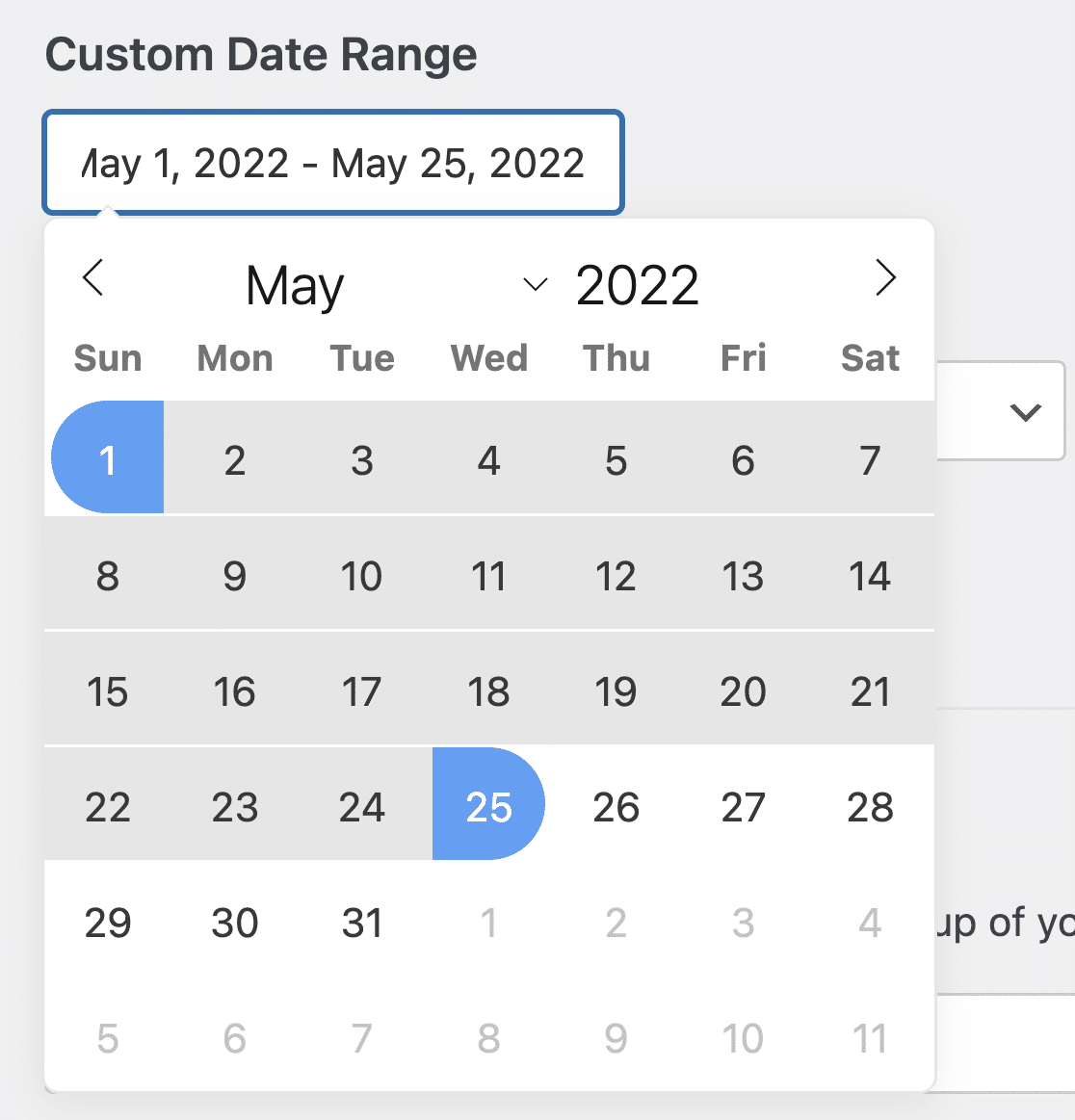 Setting the date range for a form entries export