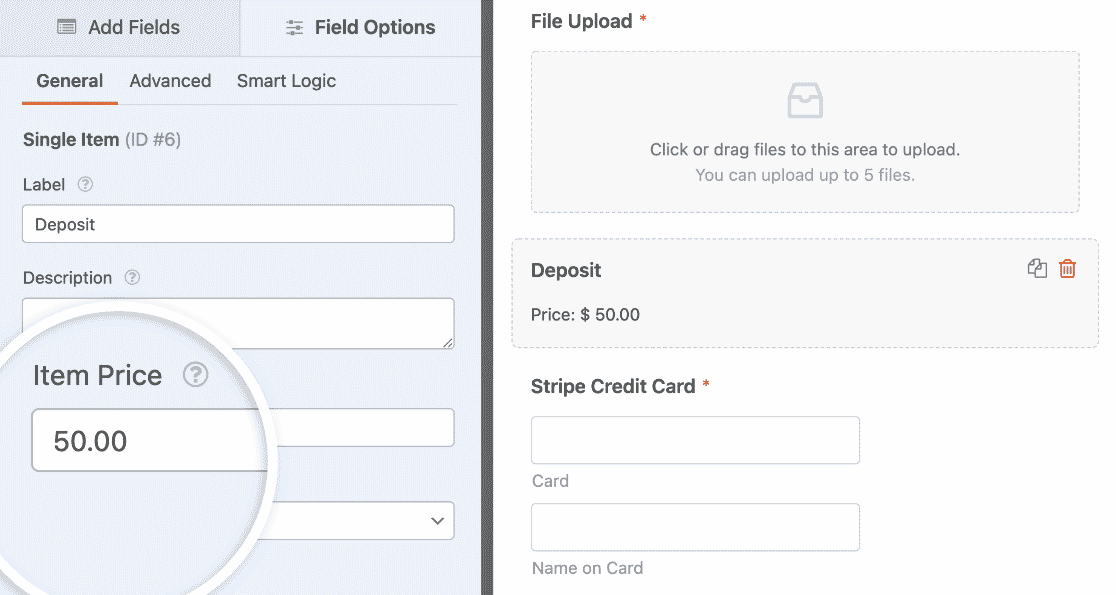 Customizing a Single Item field in a File Upload form