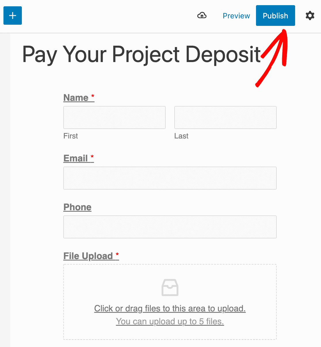 Publishing a File Upload form with payment