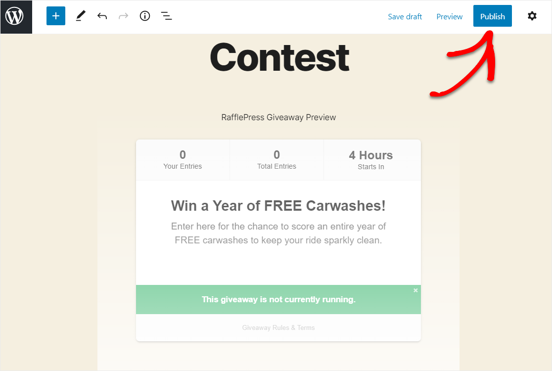 publish your wordpress contest