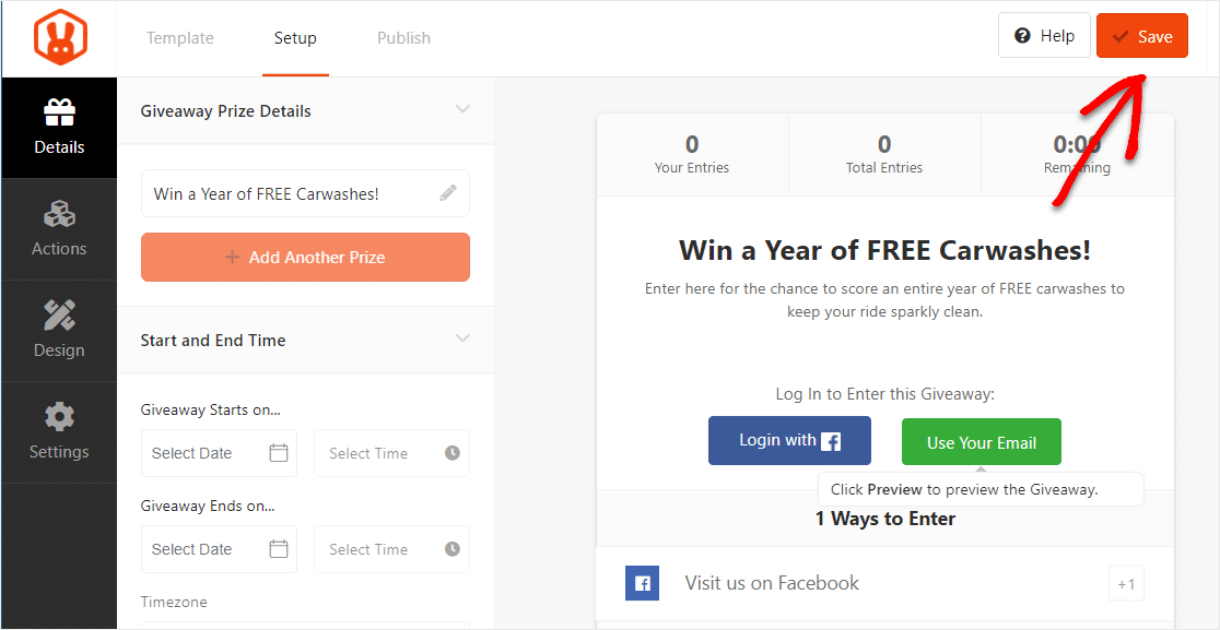 save your wordpress contest details