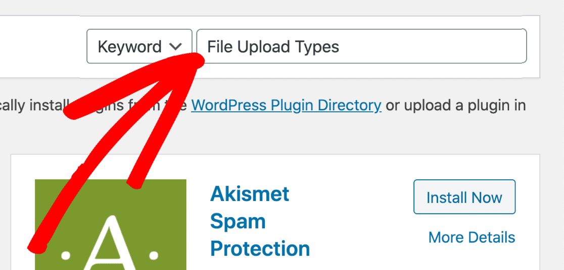 Search for the File Upload Types plugin