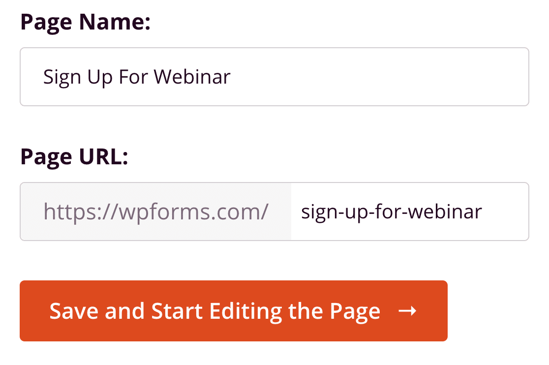 SeedProd WordPress webinar landing page name