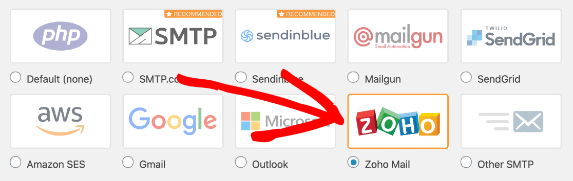 Select Zoho Mail SMTP in WordPress