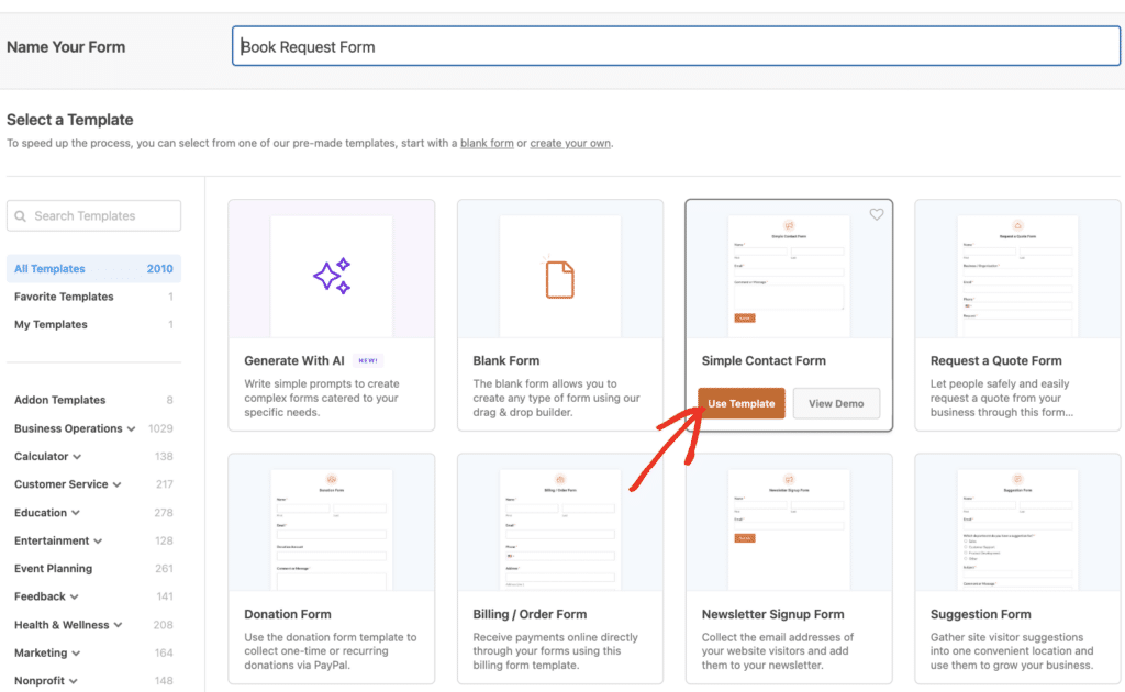 simple-contact-form-template - WPForms modelo de formulário de contacto simples