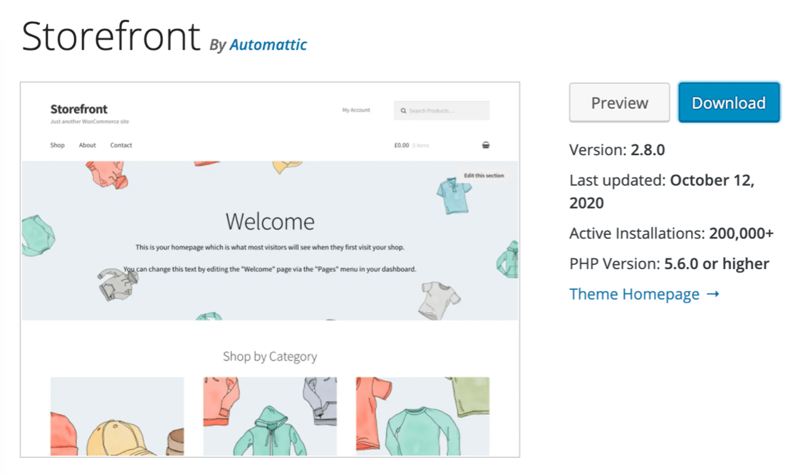 WooCommerce Storefront theme