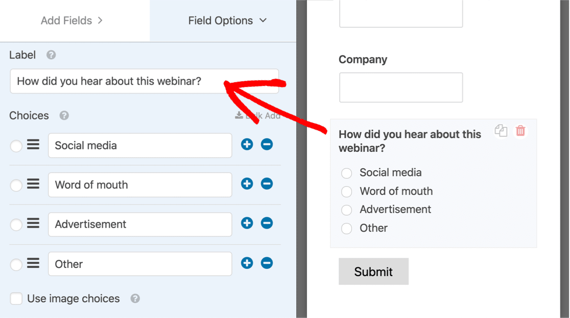 Edit the field on your WordPress webinar landing page