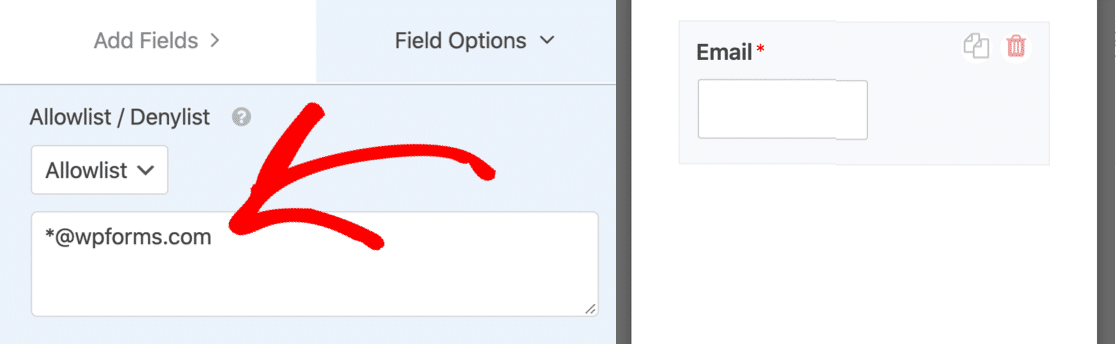 Use the WPForms email allowlist to control who can submit your forms