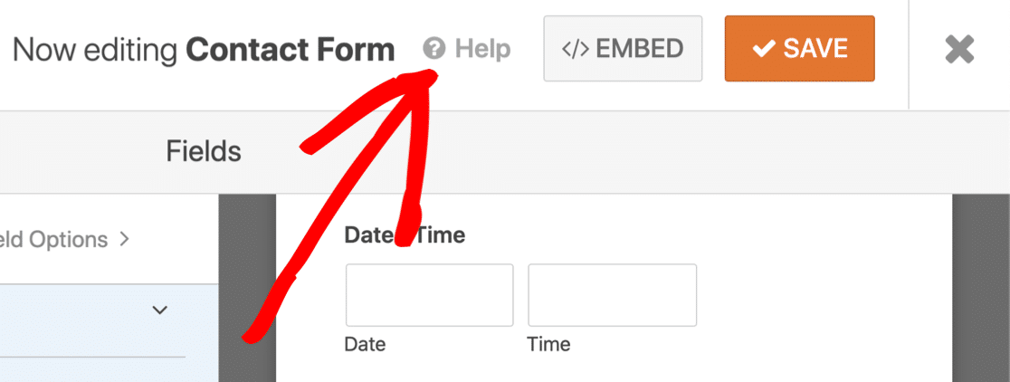 WPForms form builder Help button