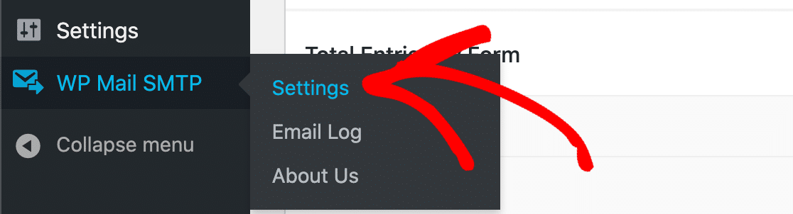 WP Mail SMTP settings menu