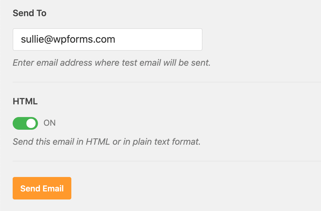 Set the Send To address for the Zoho Mail SMTP test email