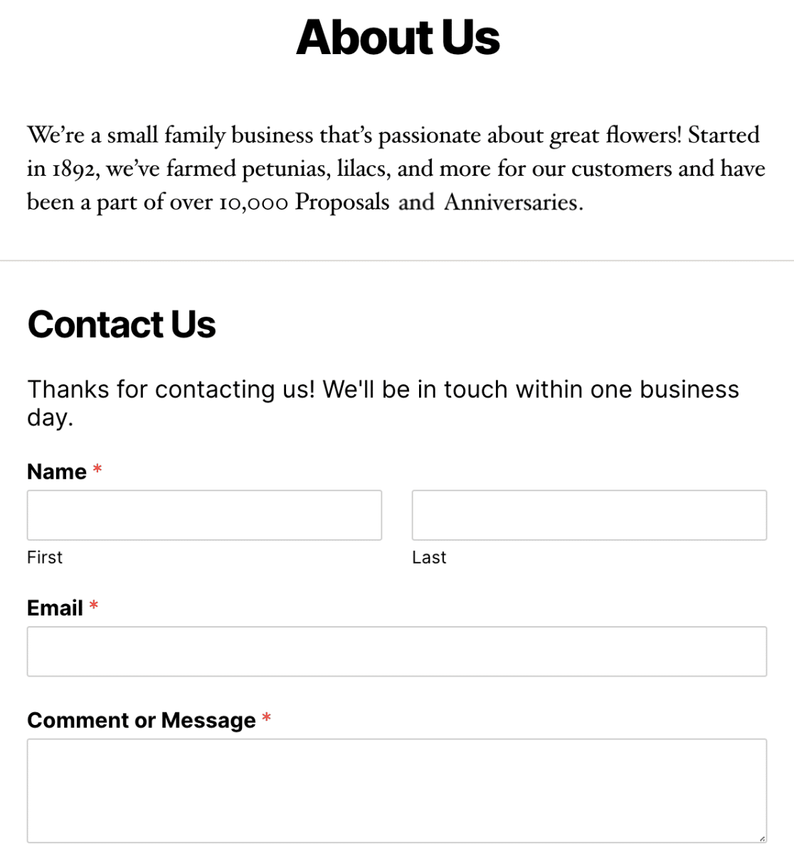 WPForms页脚示例
