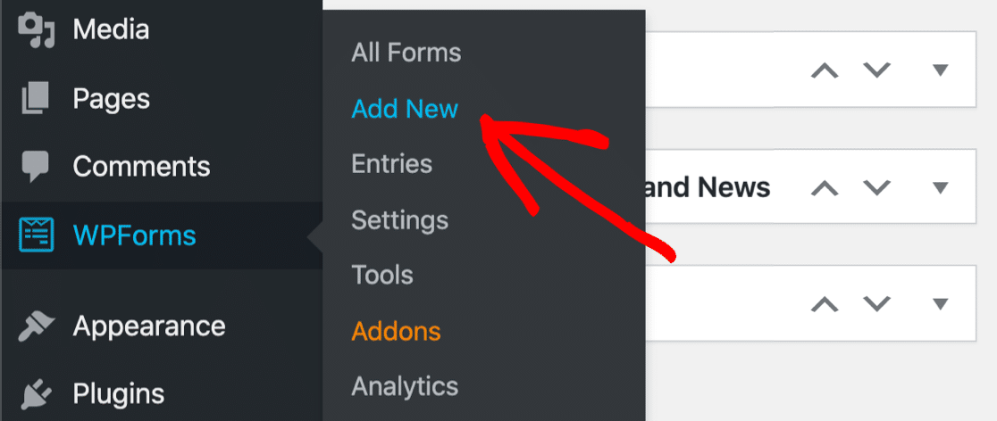 Add new WordPress form